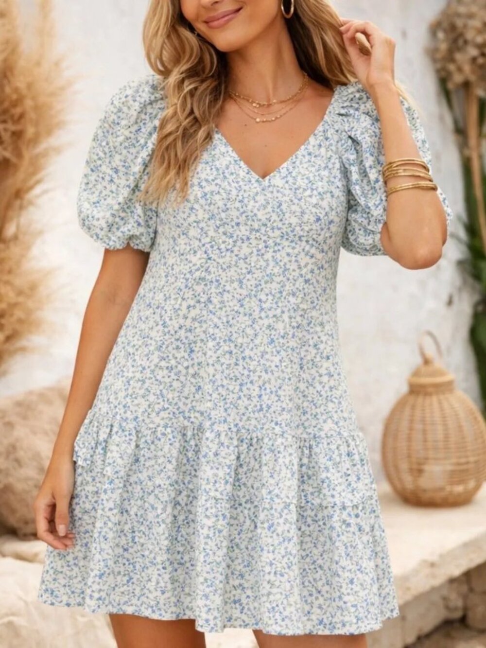 NWT:  Promesa Smocked Floral Print Mini Dress Size Small